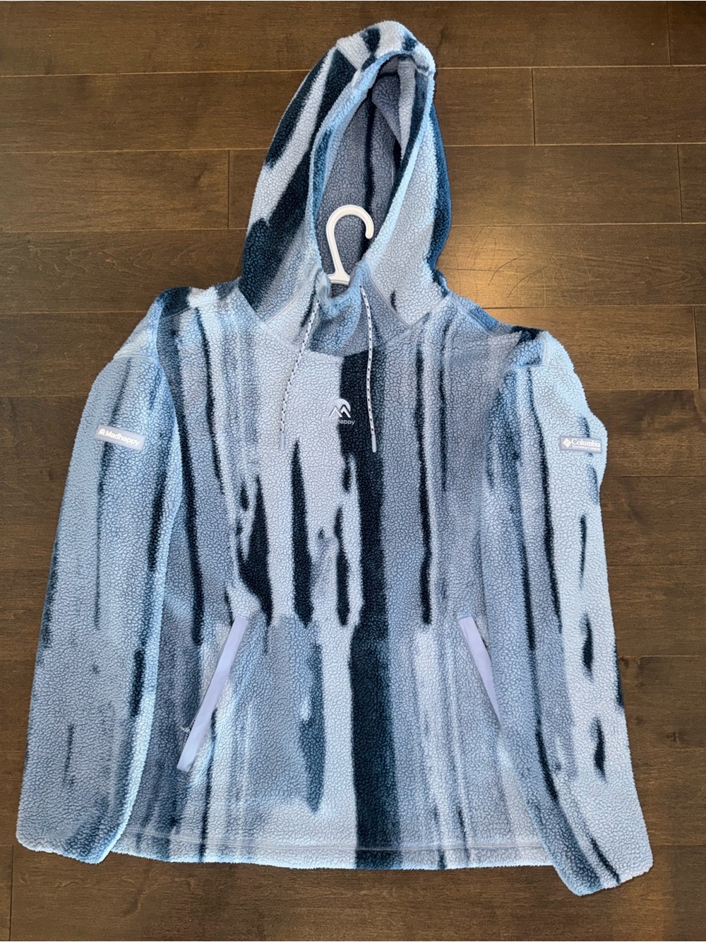 MADHAPPY X Columbia - Blue Patterned Fleece Hoodie Sweater